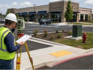 As built surveys verifying commercial site improvements in West Palm Beach, Florida