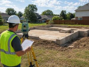 House survey before rebuilding on an existing foundation in West Palm Beach, Florida 