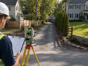  Plat of survey review for a property with shared driveway access in West Palm Beach, Florida. 